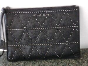 Michael Kors Black Leather Studded Wristlet